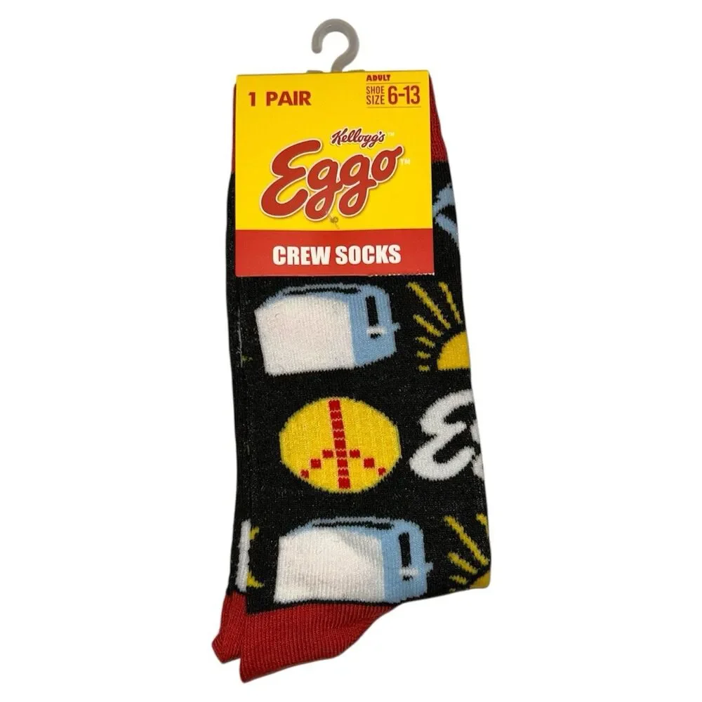 2x Kellogg's Eggo Waffles Novelty Crew Socks Adult Set Size 6-13